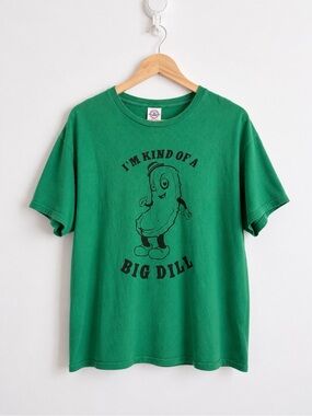 Vintage 2000s Big Dill Pickle Graphic Tee Green Size L